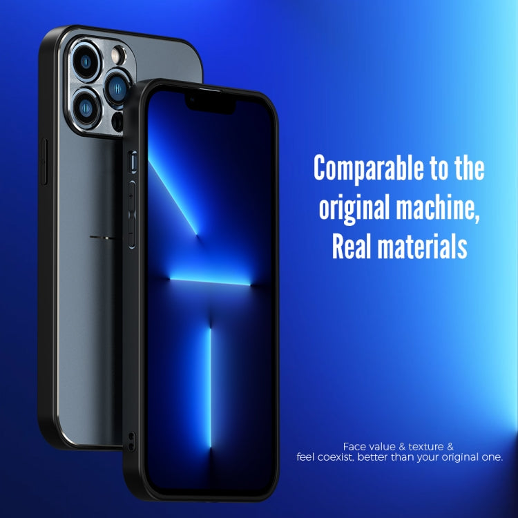 For iPhone 12 Pro Max R-JUST RJ-52 3-Line Style Metal TPU Shockproof Protective Case(Blue) - iPhone 12 Pro Max Cases by R-JUST | Online Shopping South Africa | PMC TechLife | Buy Now Pay Later Mobicred