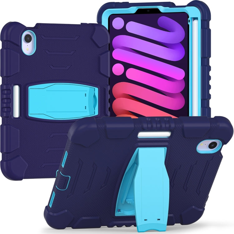 For iPad mini 6 3-Layer Protection Screen Frame + PC + Silicone Shockproof Combination Tablet Case with Holder(NavyBlue+Blue) - iPad mini 6 Cases by PMC Jewellery | Online Shopping South Africa | PMC Jewellery | Buy Now Pay Later Mobicred