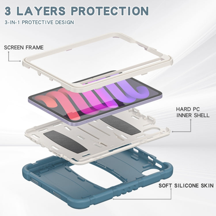 For iPad mini 6 3-Layer Protection Screen Frame + PC + Silicone Shockproof Combination Tablet Case with Holder(Cornflower Blue) - iPad mini 6 Cases by PMC Jewellery | Online Shopping South Africa | PMC Jewellery | Buy Now Pay Later Mobicred