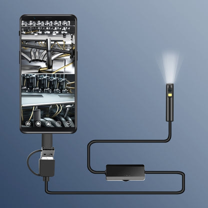 AN100 3 in 1 IP68 Waterproof USB-C / Type-C + Micro USB + USB Dual Cameras Industrial Digital Endoscope with 9 LEDs, Support Android System, Lens Diameter: 5.5mm, Length:2m Hard Cable -  by PMC Jewellery | Online Shopping South Africa | PMC Jewellery | Buy Now Pay Later Mobicred