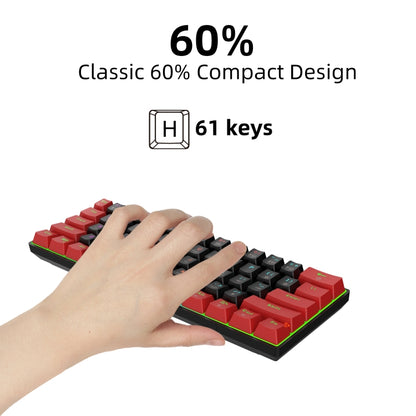 HXSJ V900 61 Keys Cool Lighting Effect Mechanical Wired Keyboard (Black Red) - Wired Keyboard by HXSJ | Online Shopping South Africa | PMC Jewellery | Buy Now Pay Later Mobicred