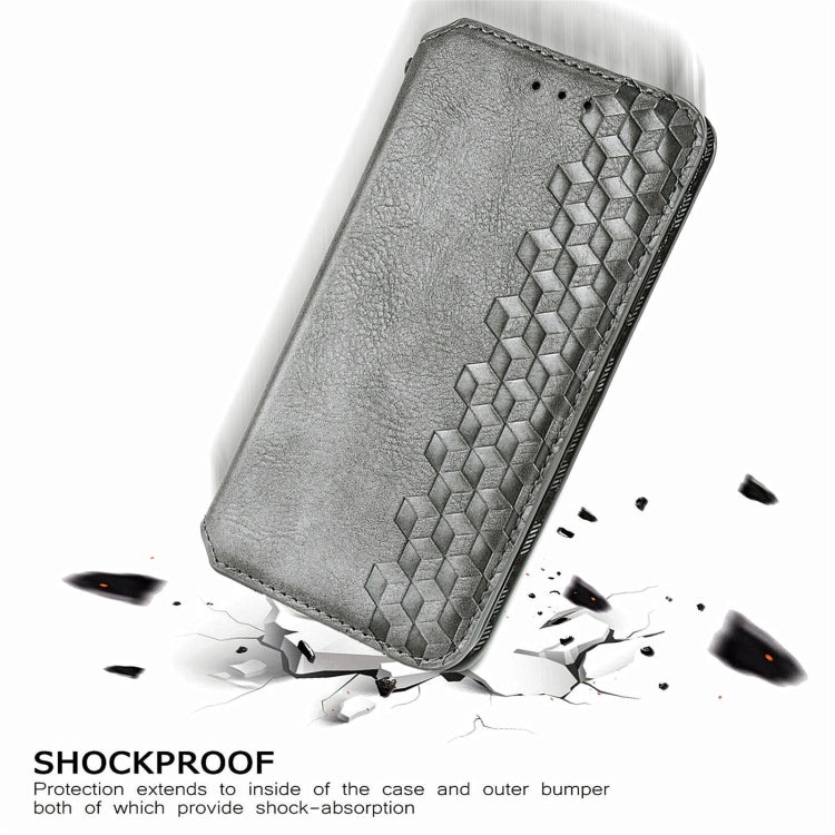 For Doogee N40 Pro Cubic Grid Pressed Horizontal Flip Magnetic Leather Case with Holder & Card Slots & Wallet(Grey) - More Brand by PMC TechLife | Online Shopping South Africa | PMC TechLife | Buy Now Pay Later Mobicred