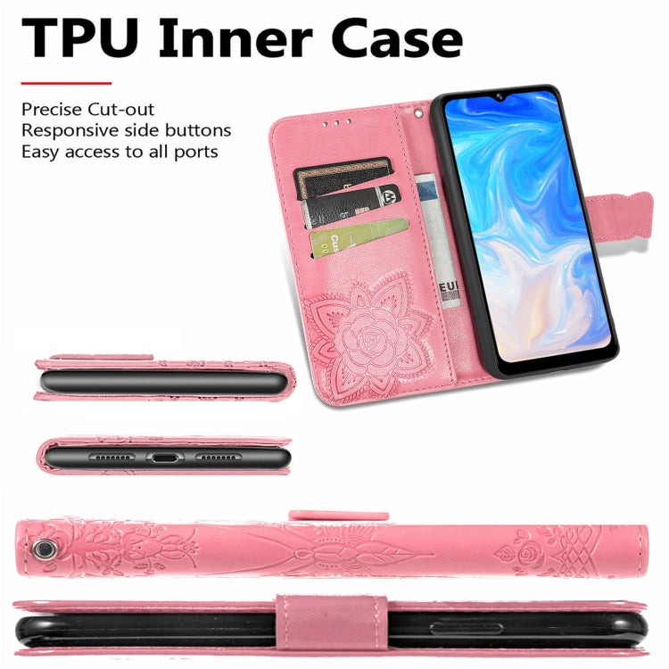 For DOOGEE N40 Pro Butterfly Love Flowers Embossed Horizontal Flip Leather Case with Holder & Card Slots & Wallet & Lanyard(Pink) - More Brand by PMC Jewellery | Online Shopping South Africa | PMC Jewellery | Buy Now Pay Later Mobicred