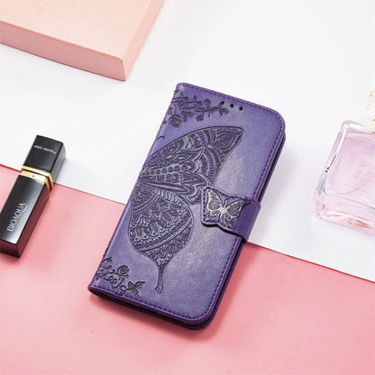 For DOOGEE N40 Pro Butterfly Love Flowers Embossed Horizontal Flip Leather Case with Holder & Card Slots & Wallet & Lanyard(Dark Purple) - More Brand by PMC Jewellery | Online Shopping South Africa | PMC Jewellery | Buy Now Pay Later Mobicred