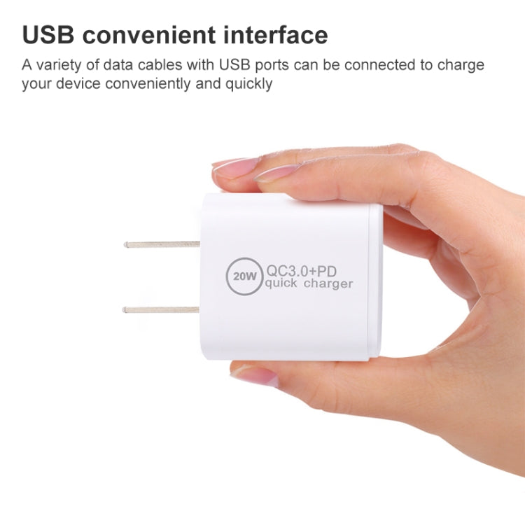 20WACB 20W QC3.0 + PD Quick Charger, Plug Specification:US Plug(White) - free shipping - PMC Jewellery - Order now!