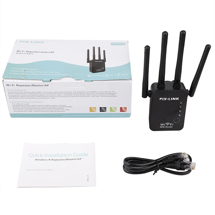 Wireless Smart WiFi Router Repeater with 4 WiFi Antennas, Plug Specification:UK Plug(Black) - Wireless Routers by PMC Jewellery | Online Shopping South Africa | PMC Jewellery | Buy Now Pay Later Mobicred