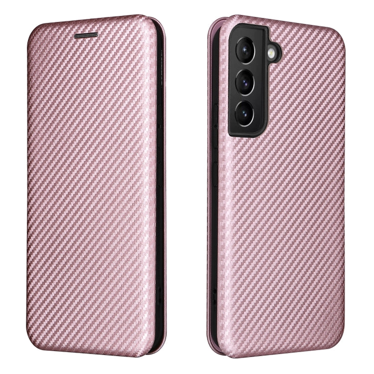 For Samsung Galaxy S22 Carbon Fiber Texture Horizontal Flip Leather Phone Case(Pink) - Galaxy S22 5G Cases by PMC TechLife | Online Shopping South Africa | PMC TechLife | Buy Now Pay Later Mobicred