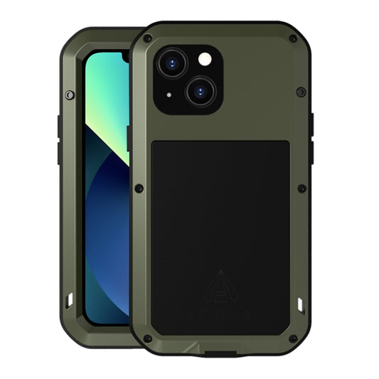 For iPhone 13 mini LOVE MEI Metal Shockproof Life Waterproof Dustproof Protective Phone Case (Army Green) - iPhone 13 mini Cases by LOVE MEI | Online Shopping South Africa | PMC Jewellery