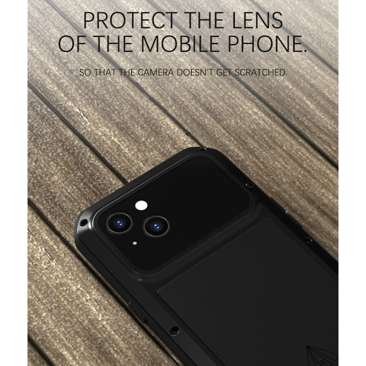 For iPhone 13 LOVE MEI Metal Shockproof Life Waterproof Dustproof Protective Phone Case(Black) - iPhone 13 Cases by LOVE MEI | Online Shopping South Africa | PMC Jewellery | Buy Now Pay Later Mobicred