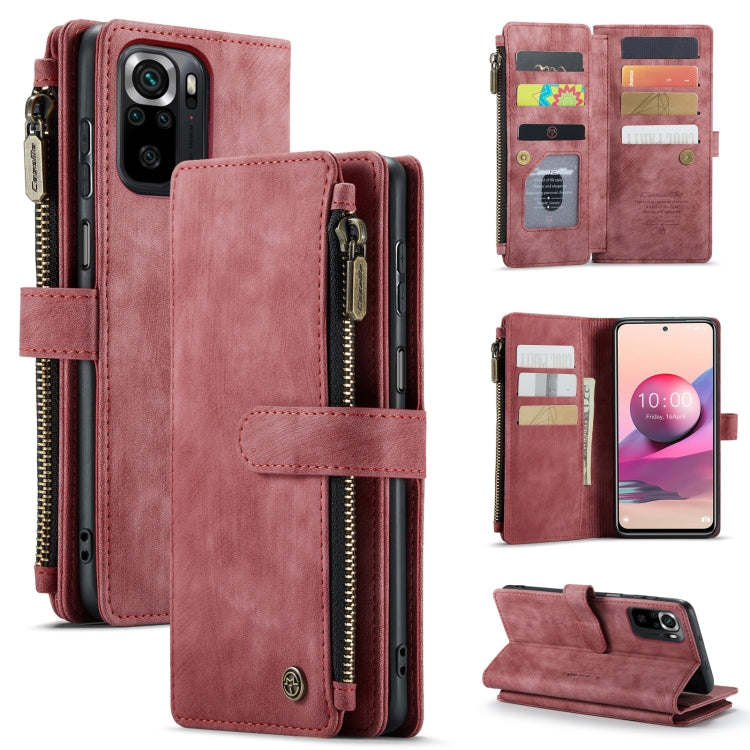 For Xiaomi Redmi Note 10 4G / Redmi Note 10S CaseMe-C30 Multifunctional Horizontal Flip PU + TPU Phone Case(Red) - Xiaomi Cases by CaseMe | Online Shopping South Africa | PMC Jewellery | Buy Now Pay Later Mobicred