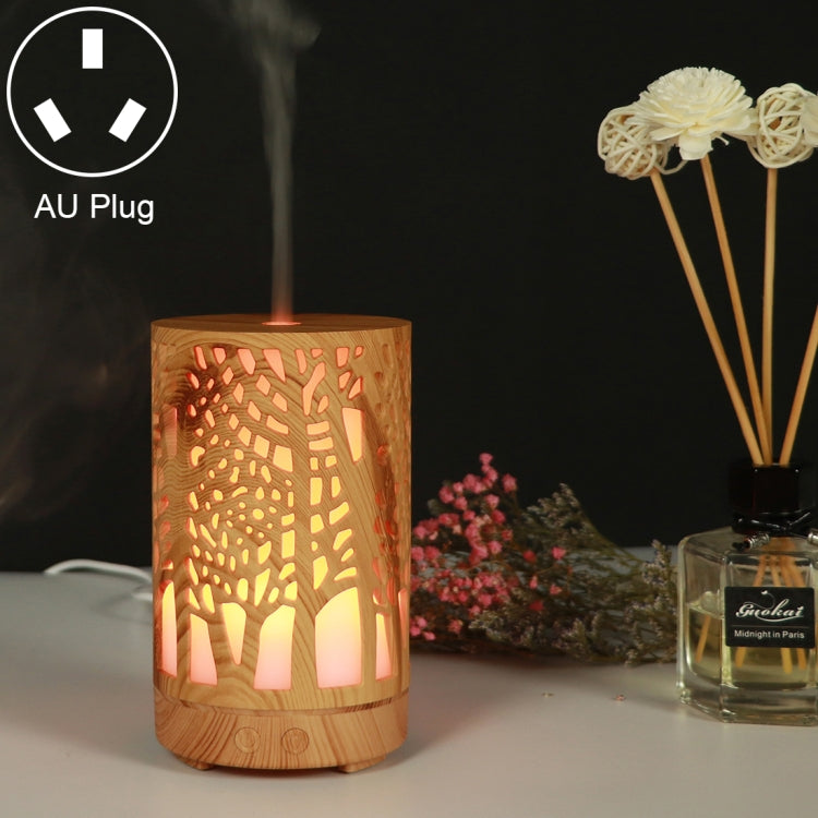 200ml Hollow-out Forest Pattern Wooden Essential Oil Aromatherapy Machine Ultrasonic Humidifier Automatic Alcohol Sprayer, Plug Specification:AU Plug(Light Brown-3) - free shipping - PMC TechLife - Order now!