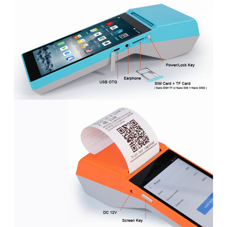 SGT-SP01 5.5 inch HD Screen Handheld POS Receipt Printer, Basic Version, US Plug(Blue) - Receipt Printers by PMC Jewellery | Online Shopping South Africa | PMC Jewellery | Buy Now Pay Later Mobicred
