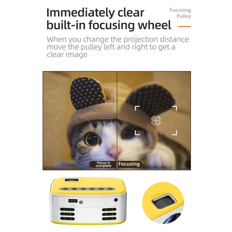 T20 320x240 400 Lumens Portable Home Theater LED HD Digital Projector, Same Screen Version, US Plug(White Yellow) - free shipping - PMC TechLife - Order now!