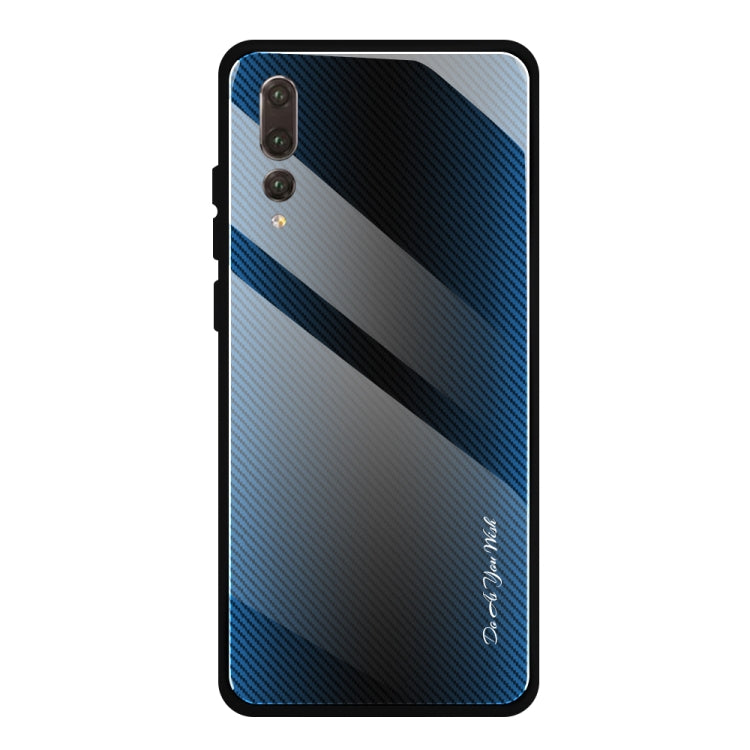 For Huawei P20 Pro Texture Gradient Glass Protective Case(Blue) - Huawei Cases by PMC Jewellery | Online Shopping South Africa | PMC Jewellery | Buy Now Pay Later Mobicred