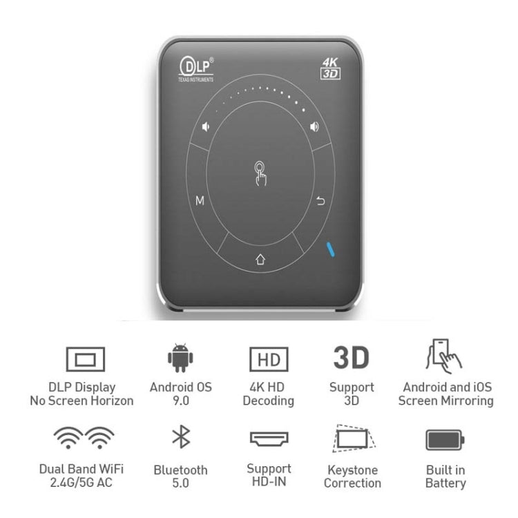 P11 854x480 DLP Smart Projector With Infrared Remote Control, Android 9.0, 4GB+32GB, US Plug - free shipping - PMC Jewellery - Order now!