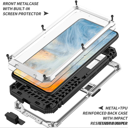 For Samsung Galaxy S21 FE R-JUST Rugged Phone Case with Holder(Silver) - Galaxy Phone Cases by R-JUST | Online Shopping South Africa | PMC Jewellery