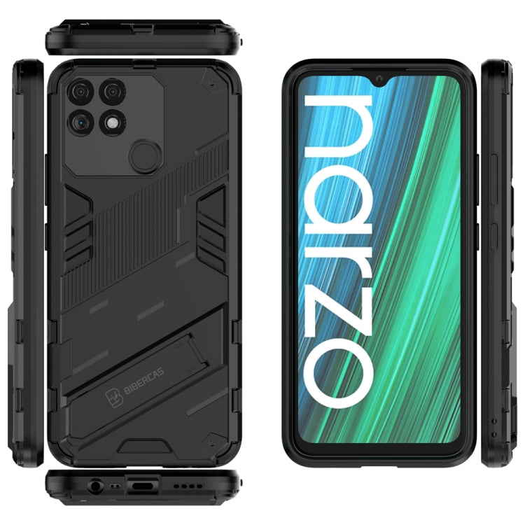 For OPPO Realme Narzo 50A Punk Armor 2 in 1 PC + TPU Shockproof Phone Case with Invisible Holder(Black) - Realme Cases by PMC Jewellery | Online Shopping South Africa | PMC Jewellery | Buy Now Pay Later Mobicred