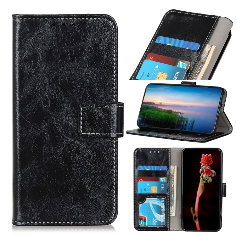 For OPPO Reno7 5G Retro Crazy Horse Texture Horizontal Flip Leather Phone Case(Black) - OPPO Cases by PMC Jewellery | Online Shopping South Africa | PMC Jewellery | Buy Now Pay Later Mobicred