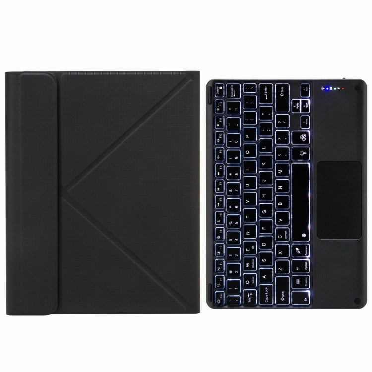 H-097CS Touch Backlight Bluetooth Keyboard Leather Case with Rear Three-fold Holder For iPad 9.7 2018 & 2017(Black) - free shipping - PMC TechLife - Order now!
