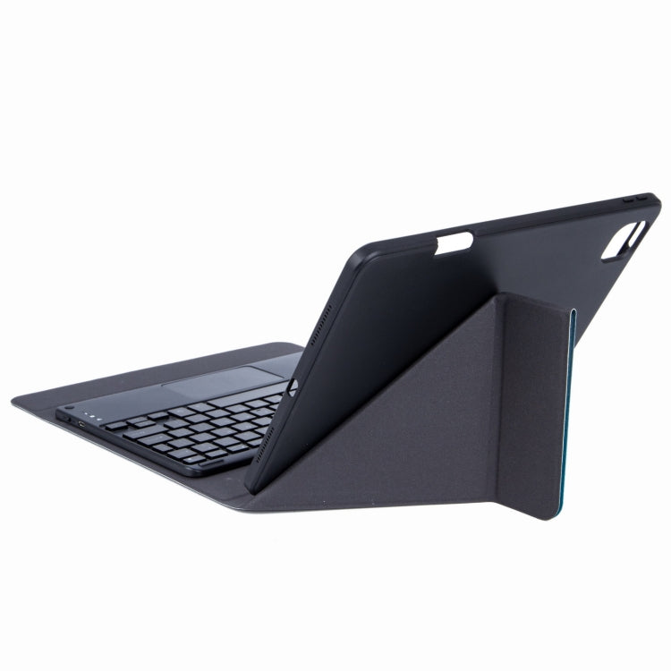 H-097CS Touch Backlight Bluetooth Keyboard Leather Case with Rear Three-fold Holder For iPad 9.7 2018 & 2017(Black) - free shipping - PMC TechLife - Order now!
