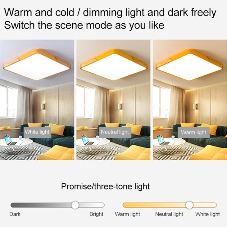 Wood Macaron LED Square Ceiling Lamp, 3-Colors Light, Size:60cm(Gold) - Celling Lights & Chandeliers by PMc TechLife | Online Shopping South Africa | PMc TechLife | Buy Now Pay Later Mobicred