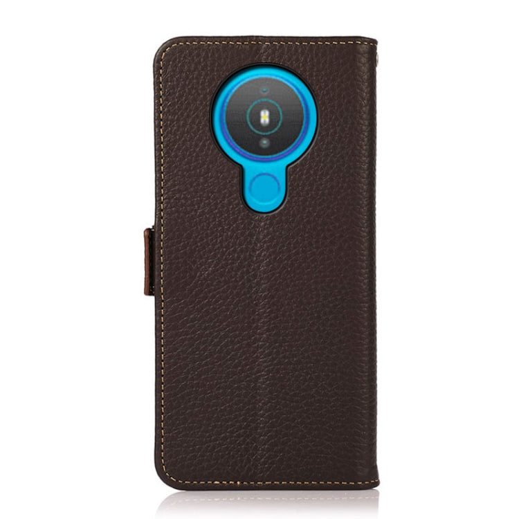 For Nokia 1.4 KHAZNEH Side-Magnetic Litchi Genuine Leather RFID Phone Case(Brown) - Nokia Cases by PMC TechLife | Online Shopping South Africa | PMC TechLife | Buy Now Pay Later Mobicred