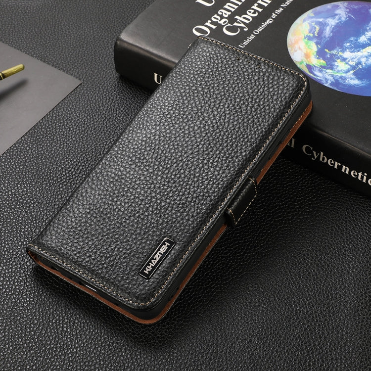 For Nokia 8 V 5G KHAZNEH Side-Magnetic Litchi Genuine Leather RFID Phone Case(Black) - Nokia Cases by PMC TechLife | Online Shopping South Africa | PMC TechLife | Buy Now Pay Later Mobicred
