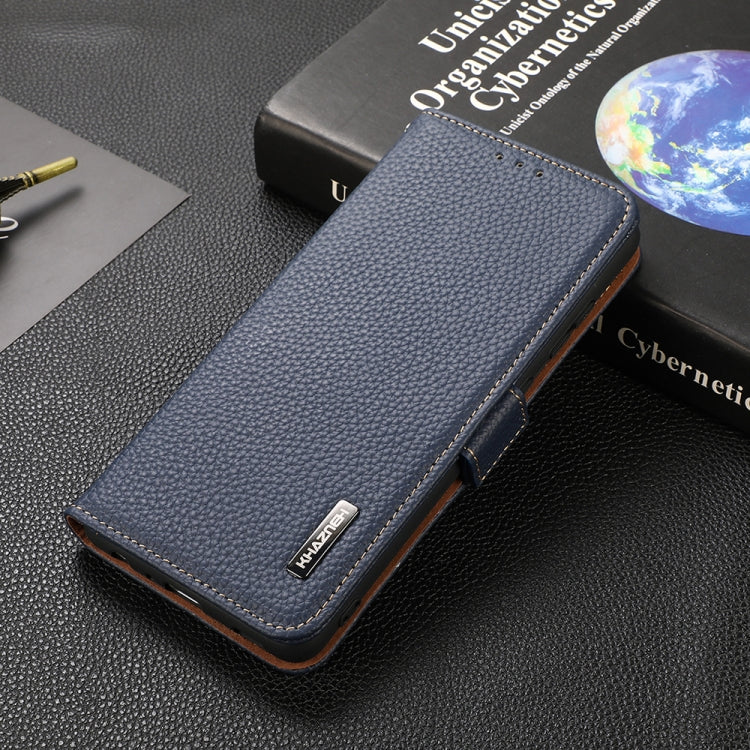 For Nokia C01 Core / C01 Plus KHAZNEH Side-Magnetic Litchi Genuine Leather RFID Phone Case(Blue) - Nokia Cases by PMC TechLife | Online Shopping South Africa | PMC TechLife | Buy Now Pay Later Mobicred