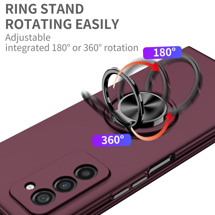 For Samsung Galaxy Z Fold2 5G Armor Ring Holder Phone Case(Wine Red) - Galaxy Phone Cases by PMC Jewellery | Online Shopping South Africa | PMC Jewellery