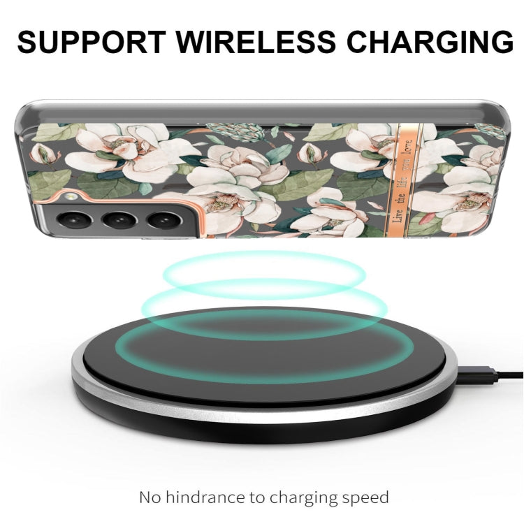 For Samsung Galaxy S22+ Flowers and Plants Series IMD TPU Phone Case(Green Gardenia) - Galaxy S22+ 5G Cases by PMC TechLife | Online Shopping South Africa | PMC TechLife | Buy Now Pay Later Mobicred