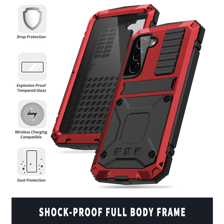 For Samsung Galaxy S22 5G R-JUST Metal + Silicone Holder Phone Case(Red) - free shipping - PMC TechLife - Order now!
