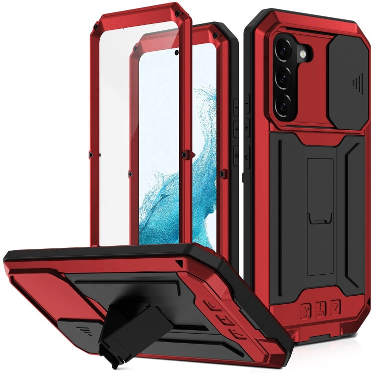 For Samsung Galaxy S22+ 5G R-JUST Sliding Camera Metal + Silicone Holder Phone Case(Red) - Galaxy S22+ 5G Cases by R-JUST | Online Shopping South Africa | PMC TechLife | Buy Now Pay Later Mobicred