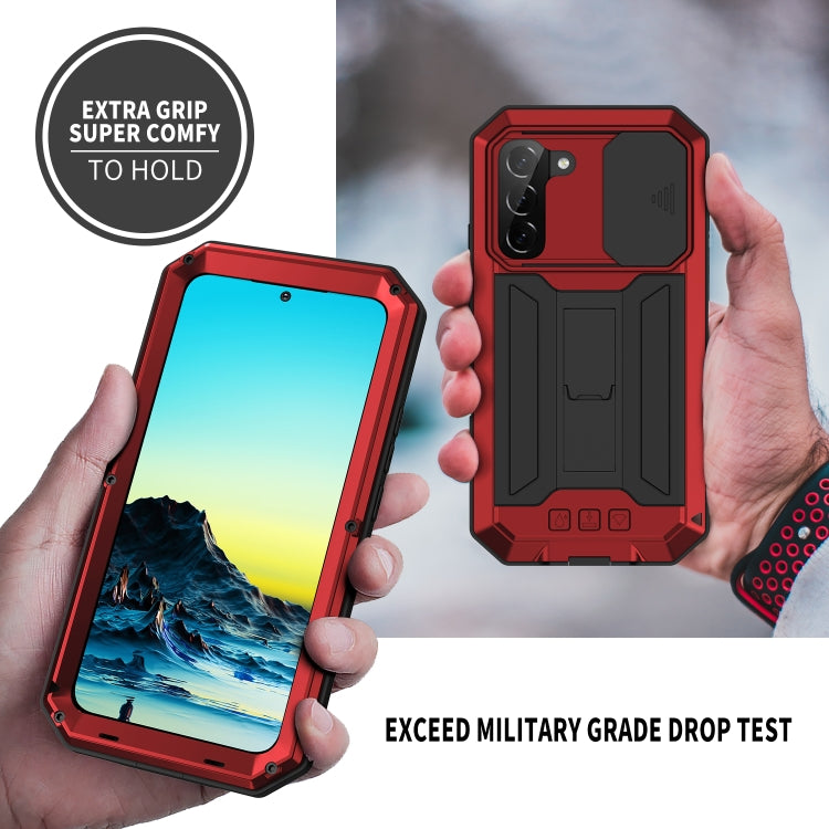 For Samsung Galaxy S22+ 5G R-JUST Sliding Camera Metal + Silicone Holder Phone Case(Red) - Galaxy S22+ 5G Cases by R-JUST | Online Shopping South Africa | PMC Jewellery