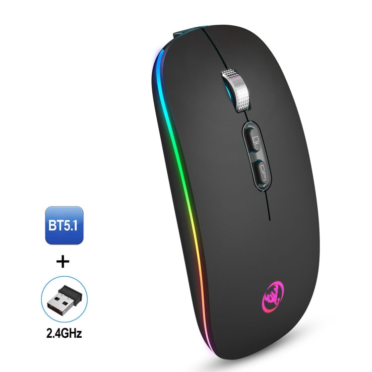 HXSJ M103FG 1600dpi Adjustable 2.4G + Bluetooth RGB Light Wireless Mouse(Black) - Wireless Mice by HXSJ | Online Shopping South Africa | PMC Jewellery | Buy Now Pay Later Mobicred