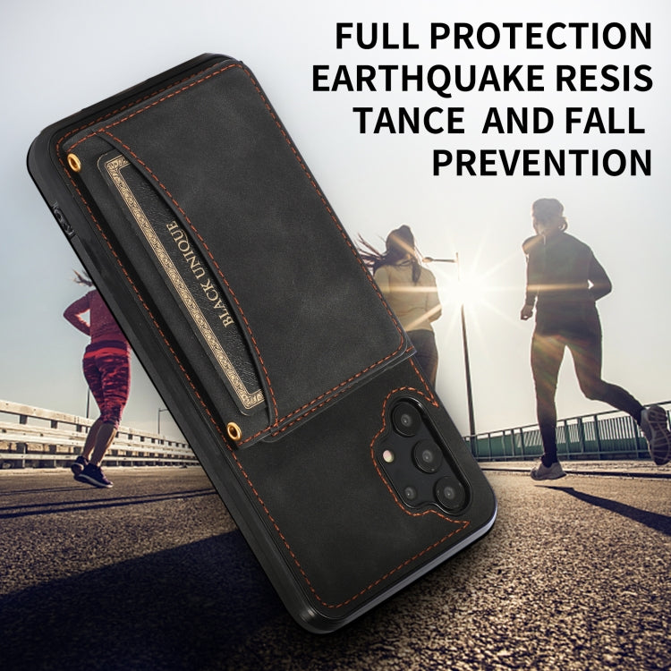 For Samsung Galaxy A32 4G Three-fold Leather Phone Case with Card Slot & Wallet & Holder(Black) - Galaxy Phone Cases by PMC Jewellery | Online Shopping South Africa | PMC Jewellery