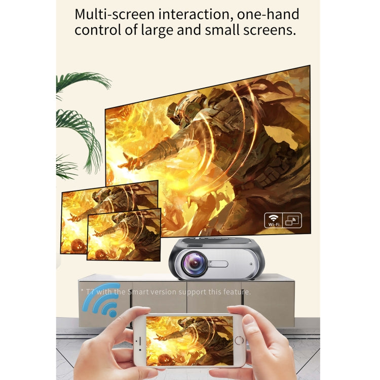 T7i 720P 200 ANSI Home Theater LED HD Digital Projector, Same Screen Version, EU Plug(Silver Grey) - LED Projector by PMC TechLife | Online Shopping South Africa | PMC TechLife | Buy Now Pay Later Mobicred
