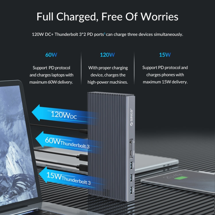 ORICO TB3-S2 Thunderbolt 3 M.2 Dual-bay Docking Station(Grey) - HDD Enclosure by ORICO | Online Shopping South Africa | PMc TechLife | Buy Now Pay Later Mobicred