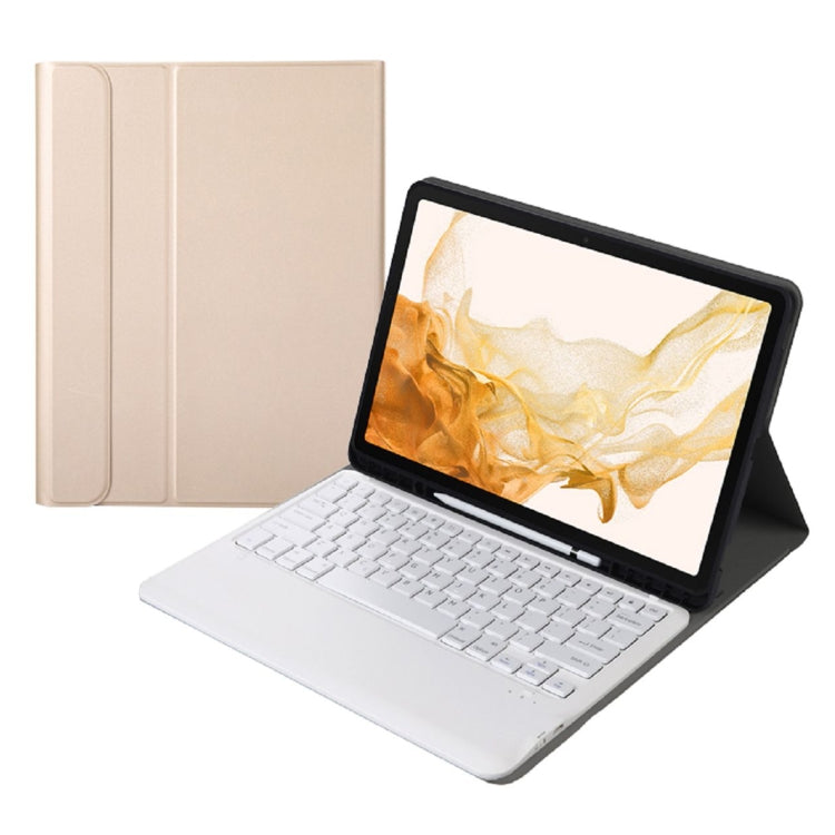 A800B Split Bluetooth Keyboard Leather Case with Holder & Pen Slot For Samsung Galaxy Tab S8+ X800(Gold) - Samsung Keyboard by PMC TechLife | Online Shopping South Africa | PMC TechLife