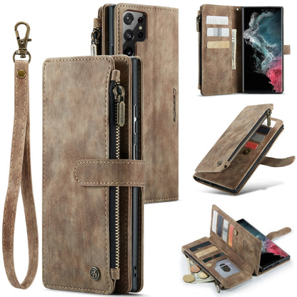 For Samsung Galaxy S22 Ultra 5G CaseMe C30 Multifunctional Phone Leather Case with Holder & Card Slot & Wallet(Brown) - Galaxy S22 Ultra 5G Cases by CaseMe | Online Shopping South Africa | PMC Jewellery | Buy Now Pay Later Mobicred