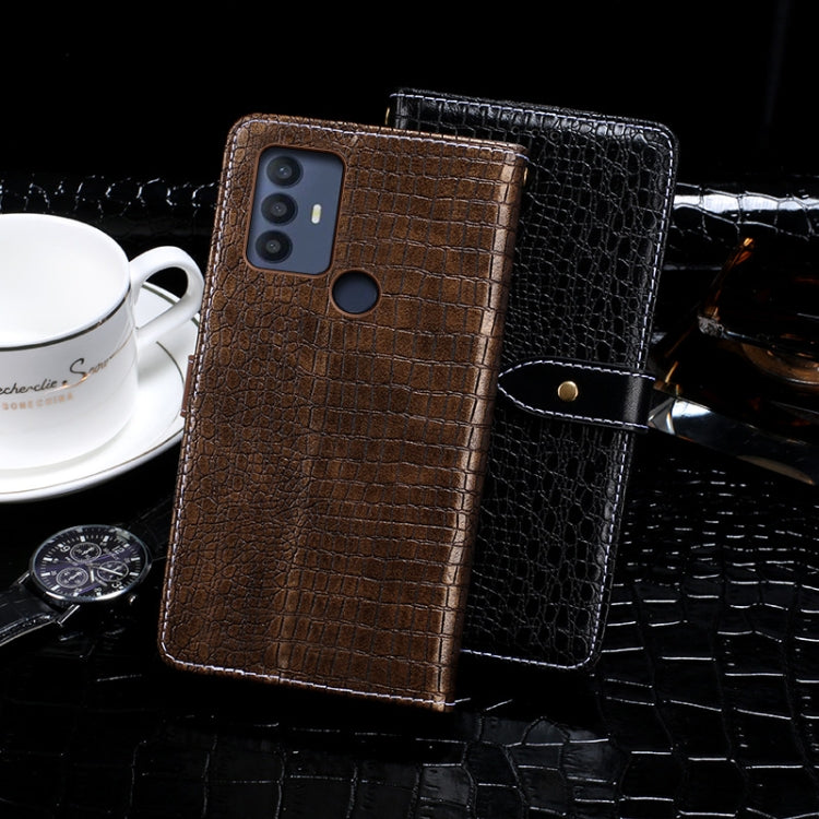 For TCL 30 SE idewei Crocodile Texture Leather Phone Case(Dark Blue) - More Brand by idewei | Online Shopping South Africa | PMC Jewellery | Buy Now Pay Later Mobicred