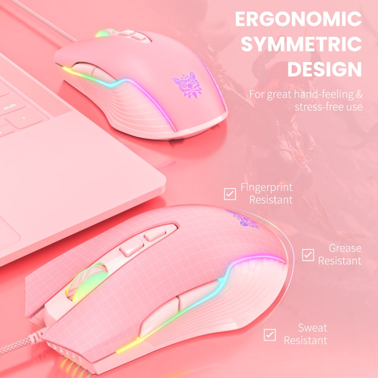 ONIKUMA CW905 RGB Lighting Wired Mouse(Pink) - Wired Mice by ONIKUMA | Online Shopping South Africa | PMC Jewellery | Buy Now Pay Later Mobicred