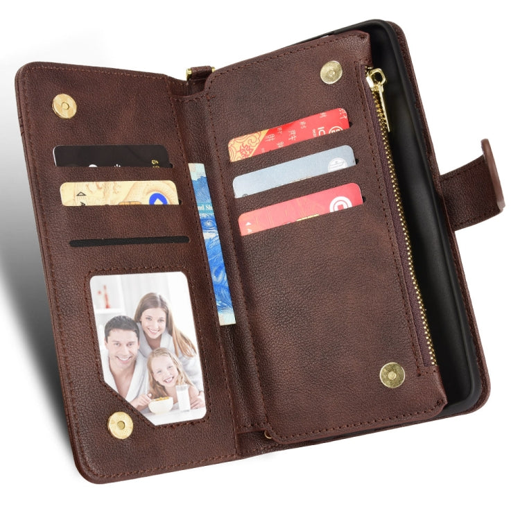 For Blackview A90 Litchi Texture Zipper Leather Phone Case(Brown) - More Brand by PMC TechLife | Online Shopping South Africa | PMC TechLife | Buy Now Pay Later Mobicred