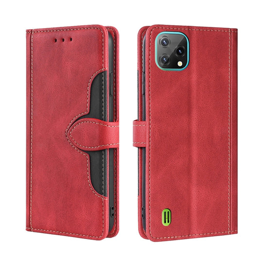 For Blackview A55 Skin Feel Straw Hat Magnetic Buckle Leather Phone Case(Red) - More Brand by PMC Jewellery | Online Shopping South Africa | PMC Jewellery | Buy Now Pay Later Mobicred