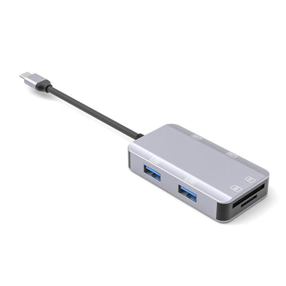 NK-3049 6 in 1 USB-C / Type-C to TF / SD Card Slot + 4 USB Female Adapter(Space Grey) - Cable & Adapters by PMC Jewellery | Online Shopping South Africa | PMC Jewellery | Buy Now Pay Later Mobicred