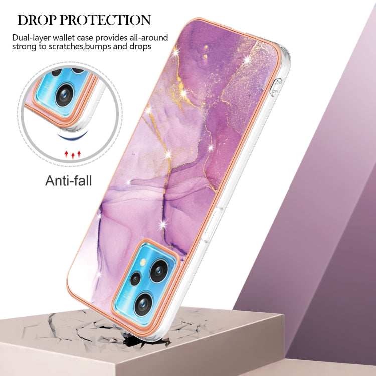 For Realme 9 Pro+ Electroplating Marble Pattern Dual-side IMD TPU Phone Case(Purple 001) - Realme Cases by PMC Jewellery | Online Shopping South Africa | PMC Jewellery | Buy Now Pay Later Mobicred