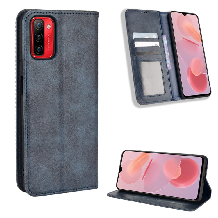 For Ulefone Note 12P Magnetic Buckle Retro Texture Leather Phone Case(Blue) - Ulefone Cases by PMC Jewellery | Online Shopping South Africa | PMC Jewellery | Buy Now Pay Later Mobicred