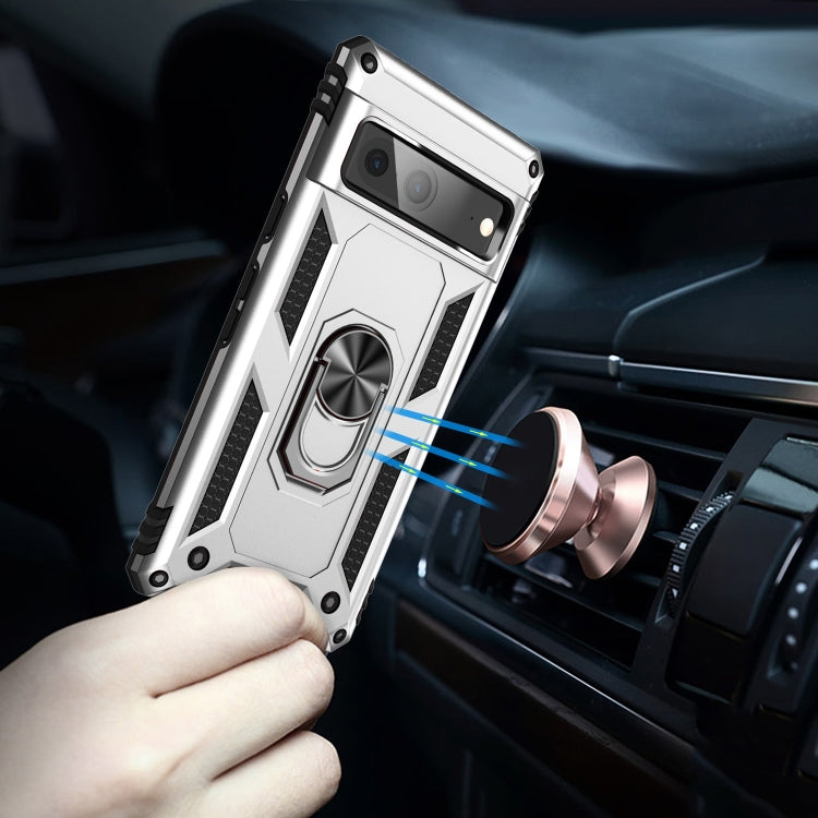 For Google Pixel 7 Shockproof TPU + PC Phone Case with Holder(Silver) - Google Cases by PMC TechLife | Online Shopping South Africa | PMC TechLife