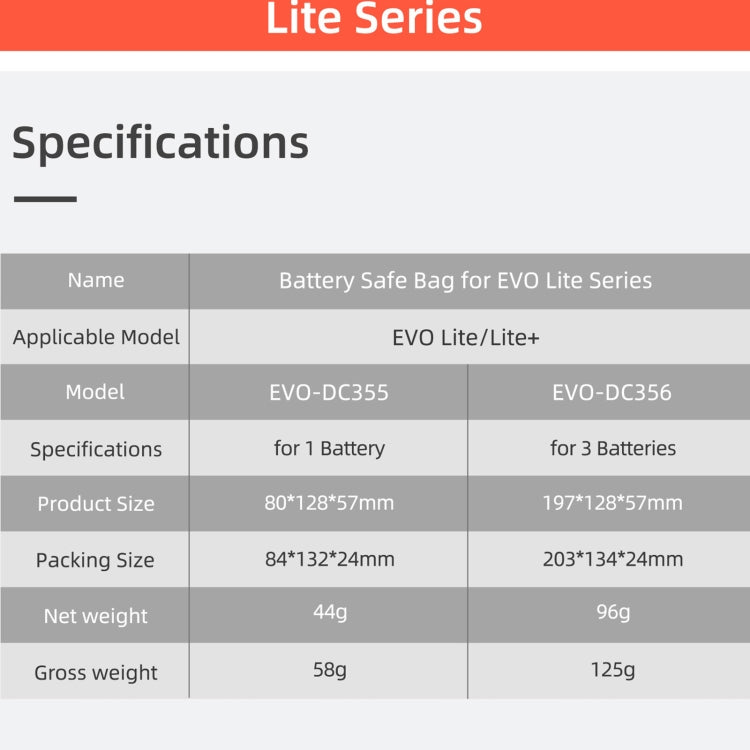 Sunnylife EVO-DC356 3 in 1 Battery Explosion-proof Bag for EVO Lite - free shipping - PMC TechLife - Order now!