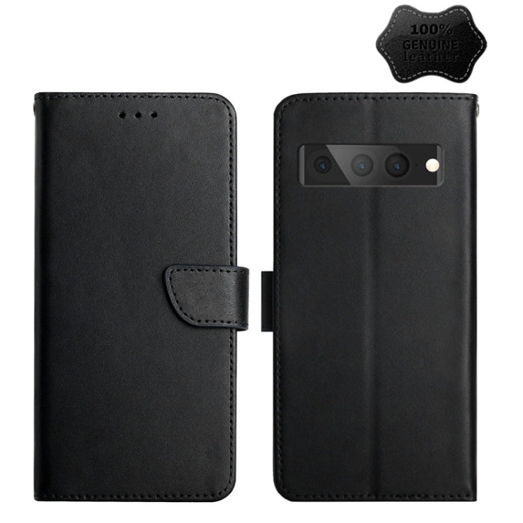 For Google Pixel 7 Pro Genuine Leather Fingerprint-proof Horizontal Flip Phone Case(Black) - Google Cases by PMC TechLife | Online Shopping South Africa | PMC TechLife | Buy Now Pay Later Mobicred