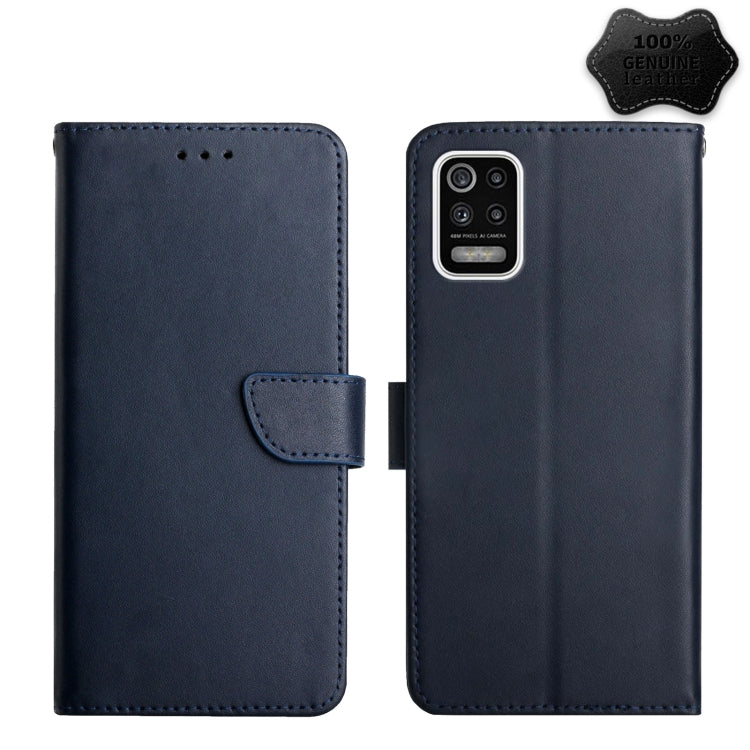 For LG K42 Genuine Leather Fingerprint-proof Flip Phone Case(Blue) - LG by PMC TechLife | Online Shopping South Africa | PMC TechLife | Buy Now Pay Later Mobicred